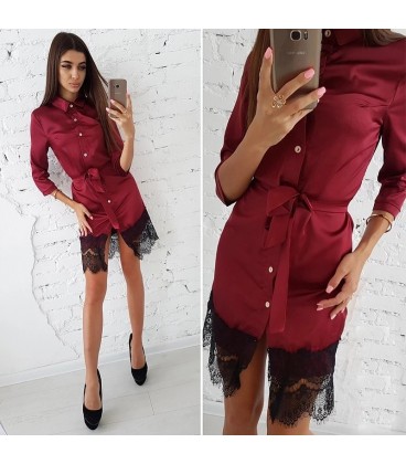 Abito raso inserti in pizzo