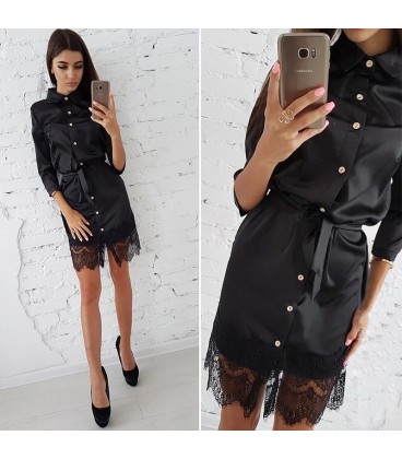 Abito raso inserti in pizzo