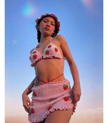 Completo uncinetto fragola